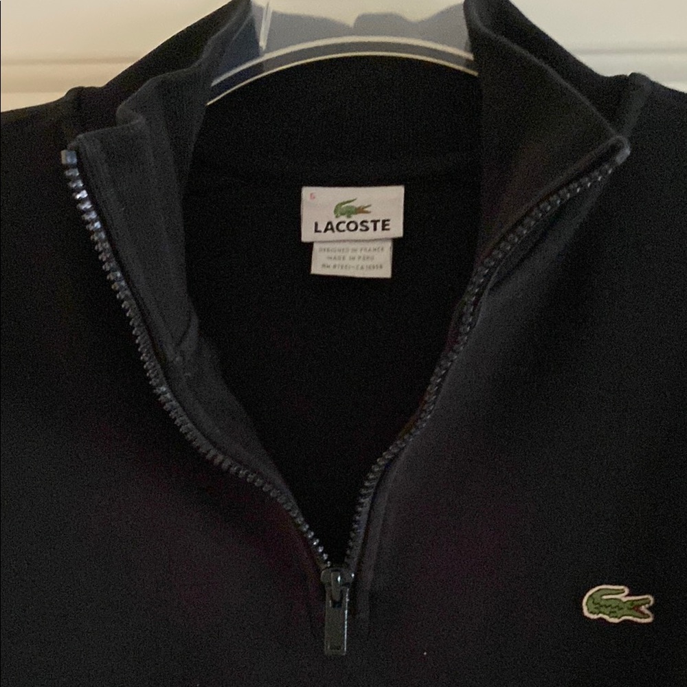 Lacoste Men's Zip-Up Black Sweater Size 5